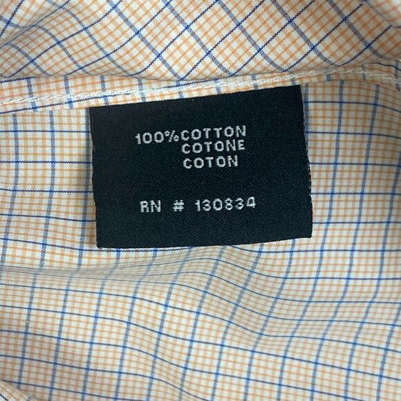 Levinas Showcase Tailored Fit Long Sleeve Button Up Shirt XL French Cuffs Yellow - Picture 8 of 8